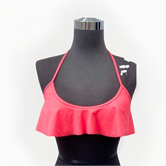 Victoria’s Secret Flounce Halter Coral Bikini Top XS Swim Removable Pads - Picture 1 of 8